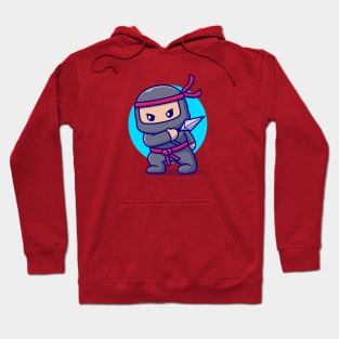 Cute Ninja With Kunai Cartoon Hoodie